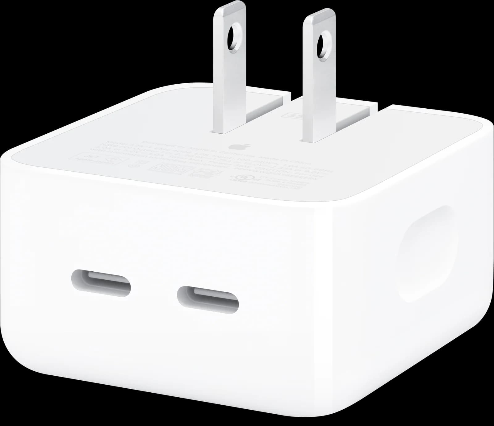 Adaptador de corriente de doble puerto USB‑C de 35 W en Blanco