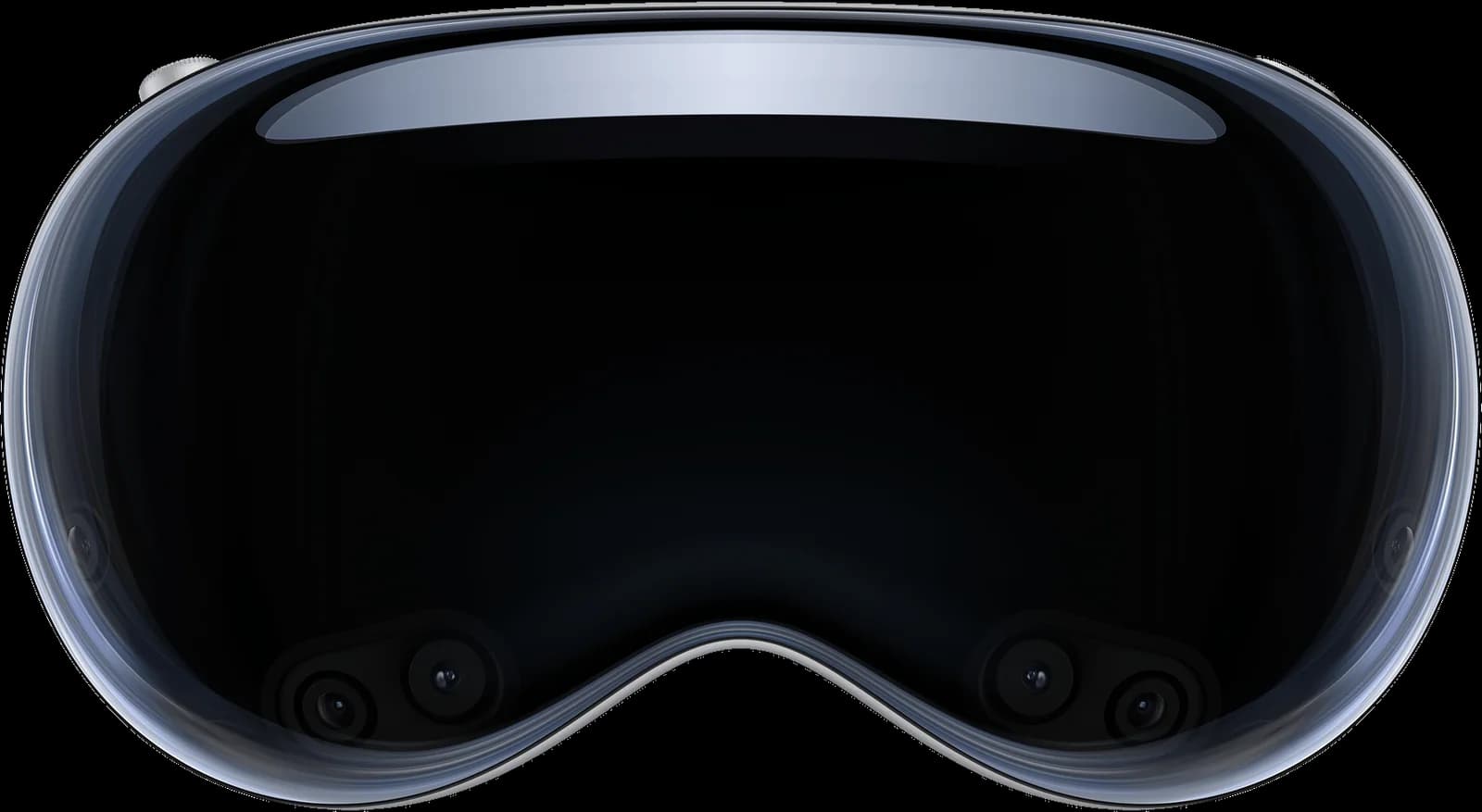 Apple Vision Pro de frente, con el vidrio curvo