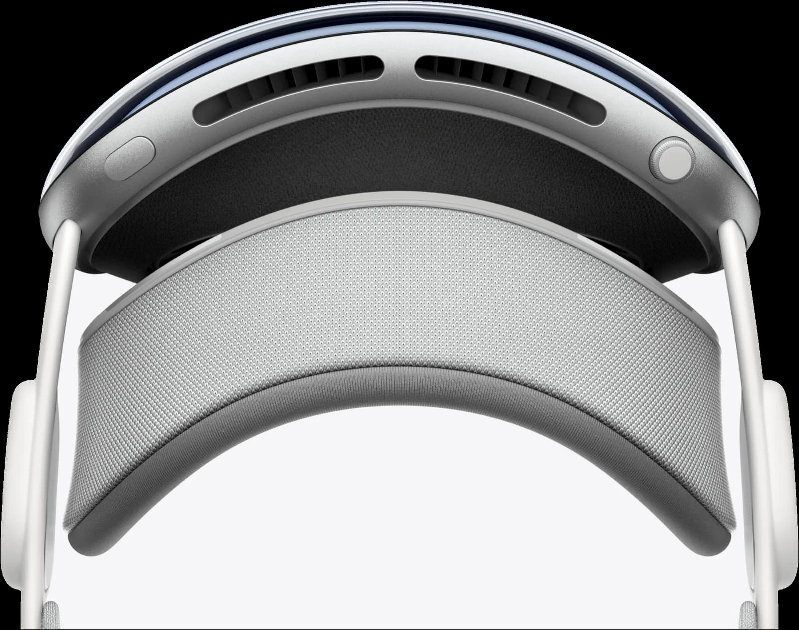 Apple Vision Pro visto desde arriba, con el sello de luz