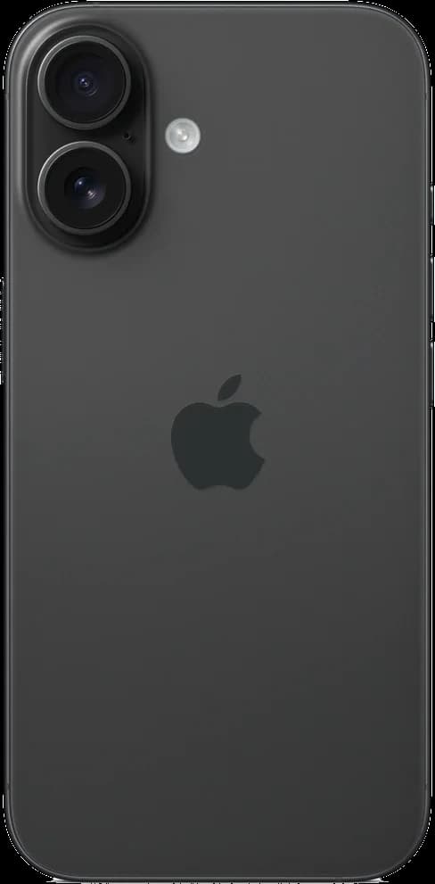 iPhone 16 en negro, de espaldas