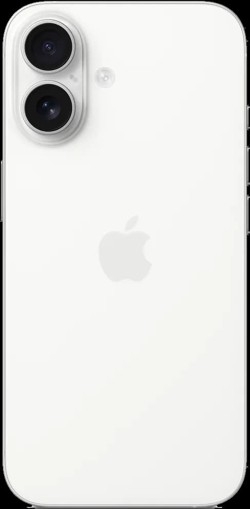 iPhone 16 en blanco, de espaldas