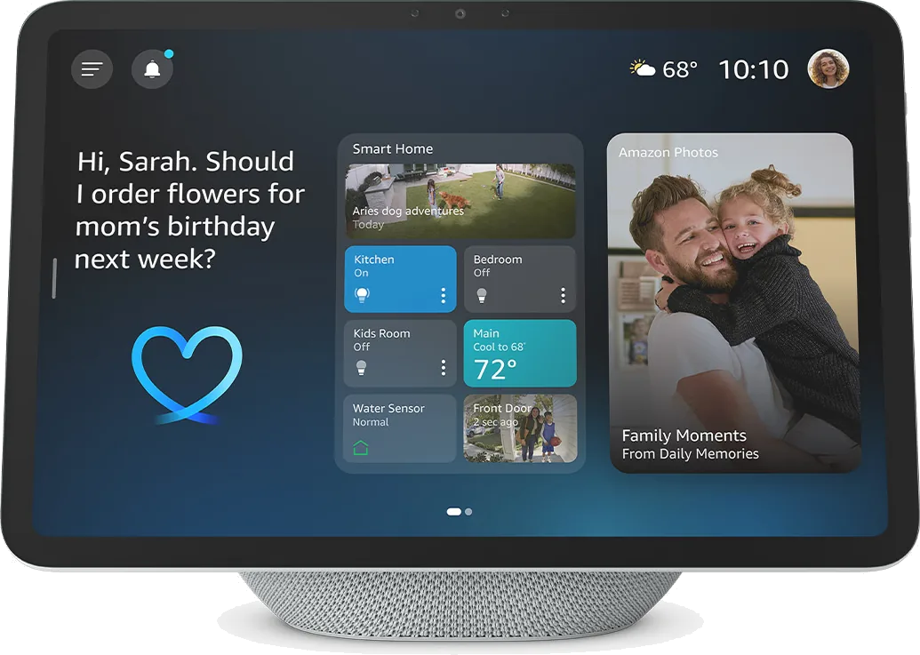 El Echo Show 11 en Glacier White, de frente.