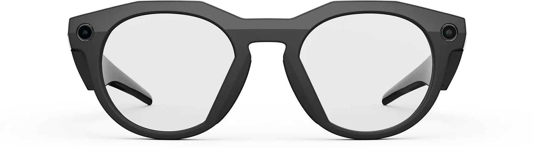 Las Oakley Meta HSTN negras con lentes transparentes, de frente.