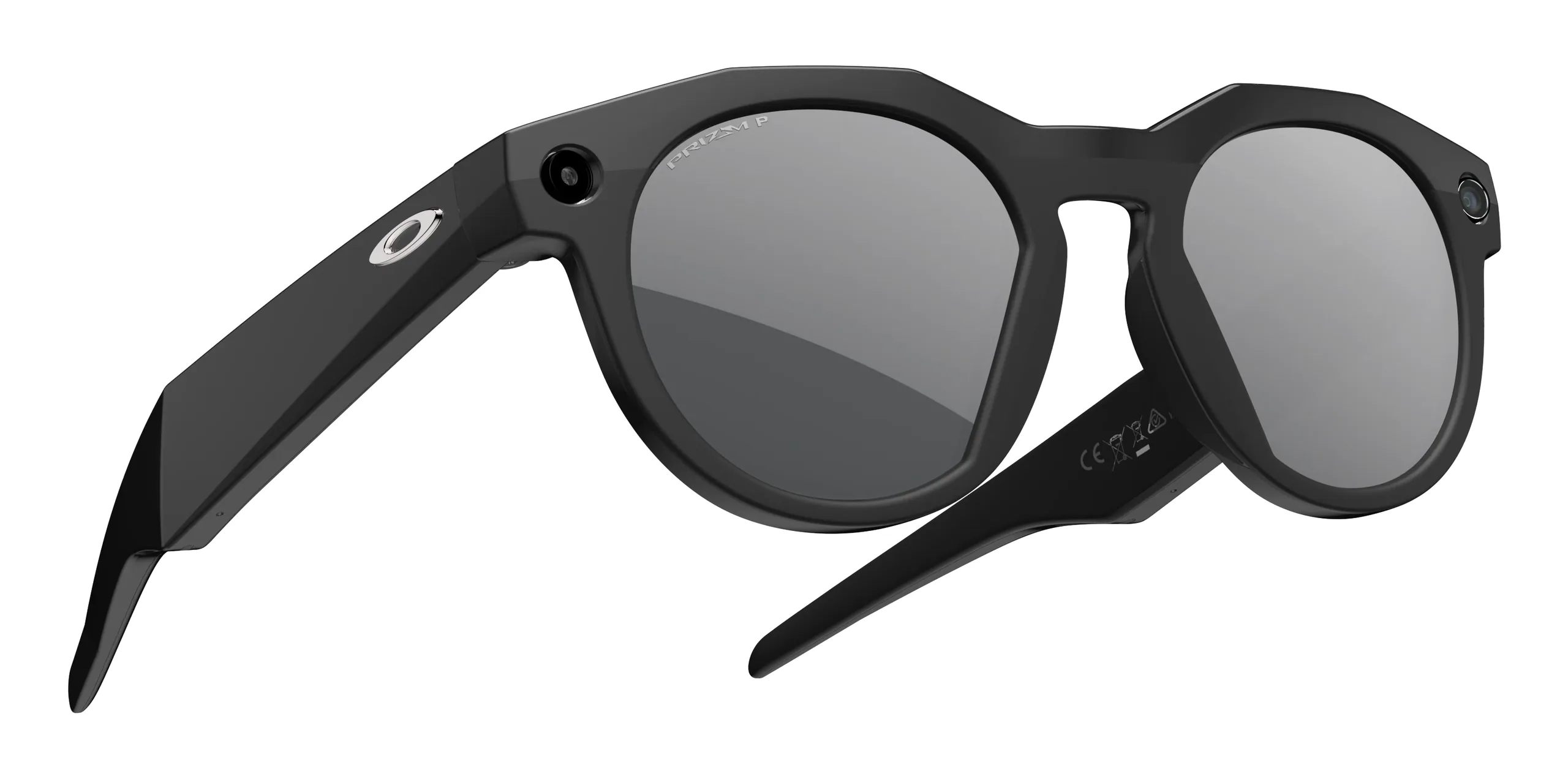 Las Oakley Meta HSTN negras con lentes Prizm Black polarizados, de tres cuartos.