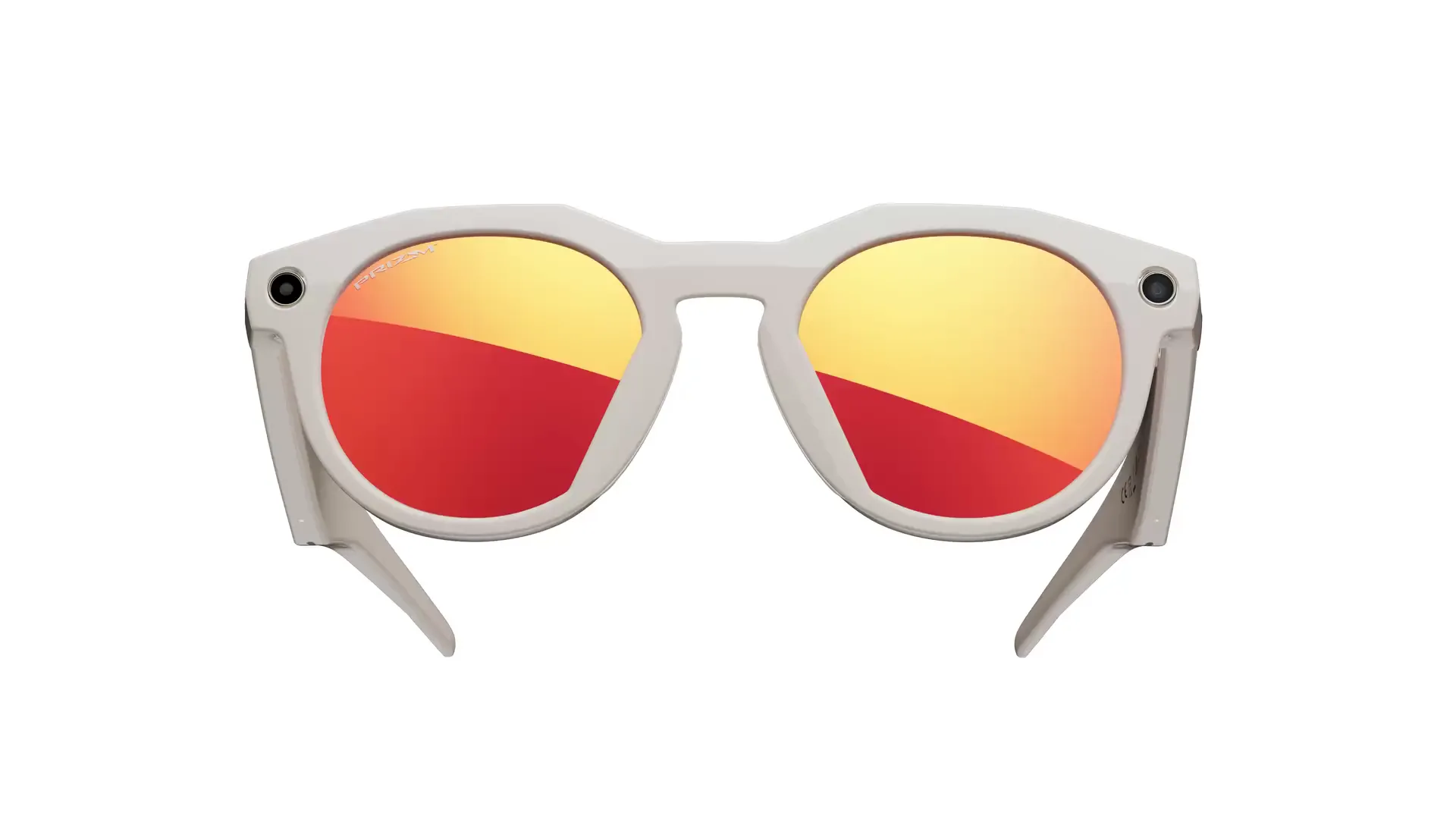 Las Oakley Meta HSTN gris cálido con lentes Prizm Ruby dan una vuelta completa.