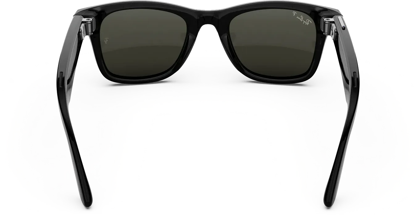 Las Ray-Ban Meta Wayfarer negro brillante, por detrás: el interior de las varillas.