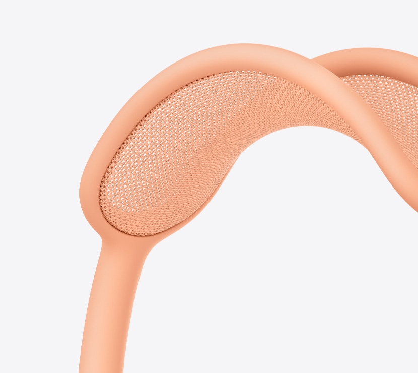 Audífonos AirPods Max 2, color naranja, detalle de la diadema de malla