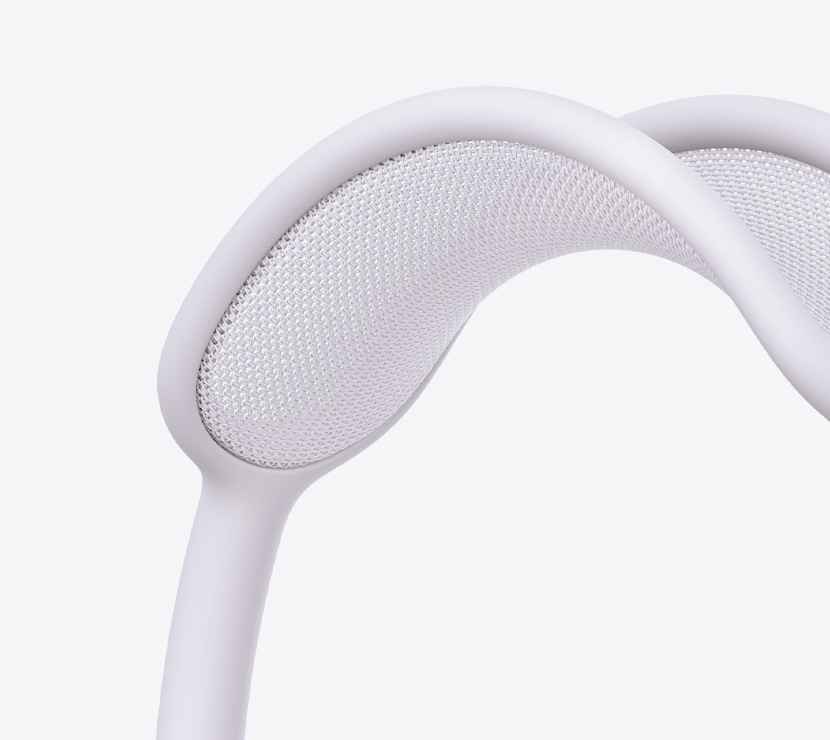 Audífonos AirPods Max 2, color morado, detalle de la diadema de malla