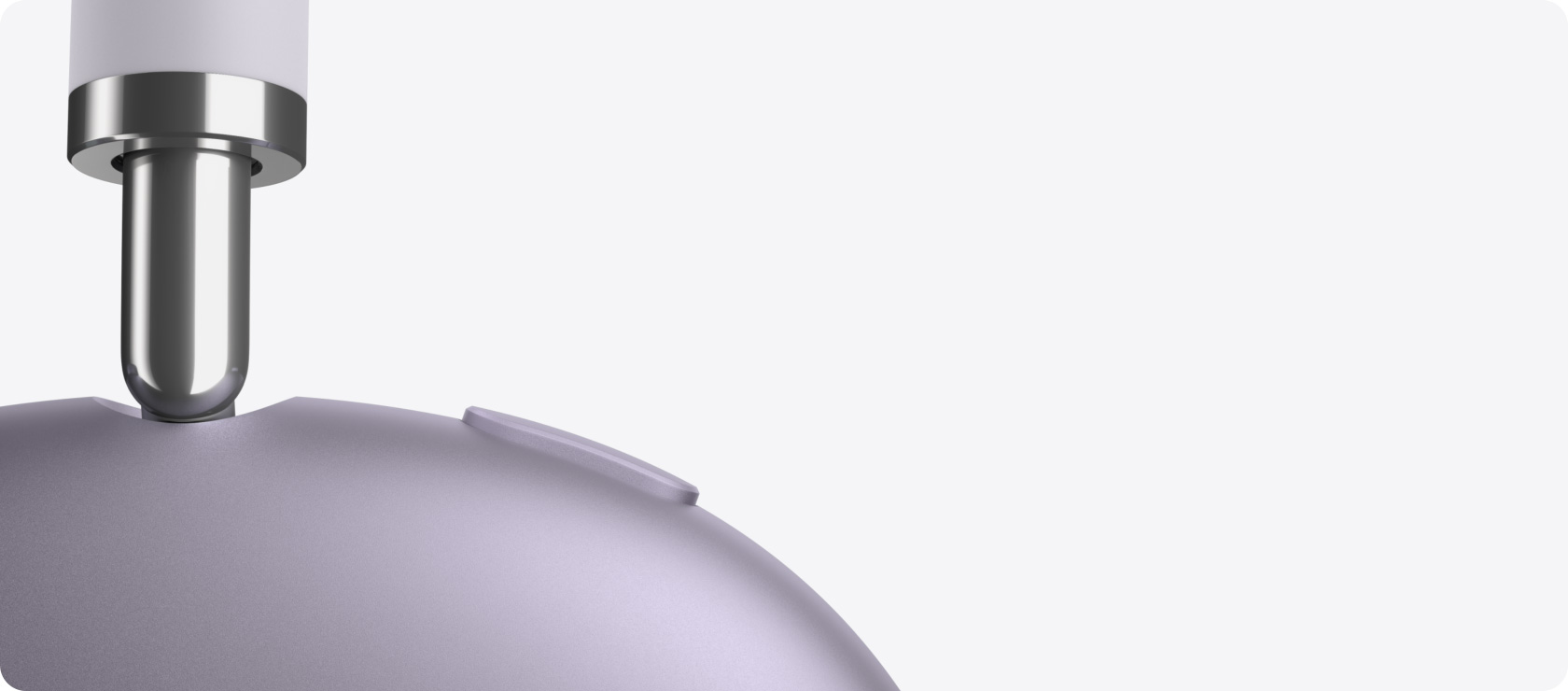 Audífonos AirPods Max 2, parte lateral, detalle del brazo telescópico, almohadilla, botón de control de ruido