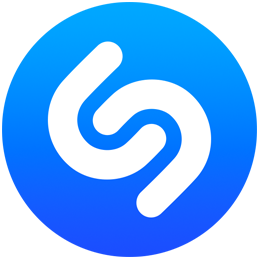 Logo circular azul y blanco de Shazam con círculos concéntricos que salen de su interior