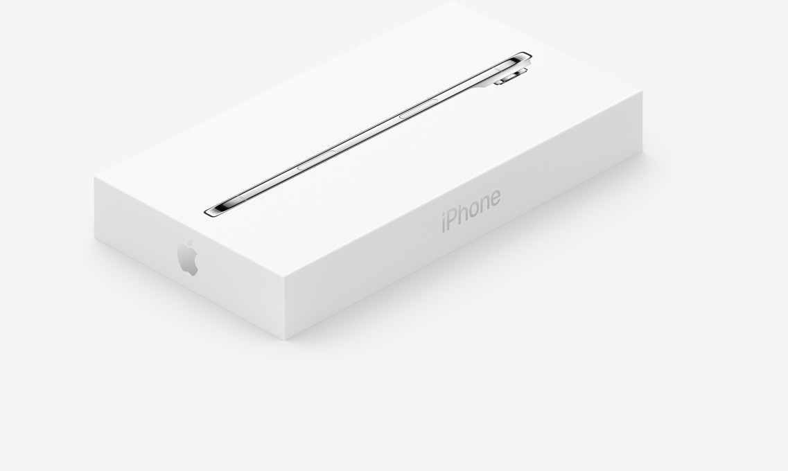 Empaque del iPhone Air, blanco, parte lateral del iPhone Air impresa en la tapa, palabra iPhone impresa en la parte lateral de la caja