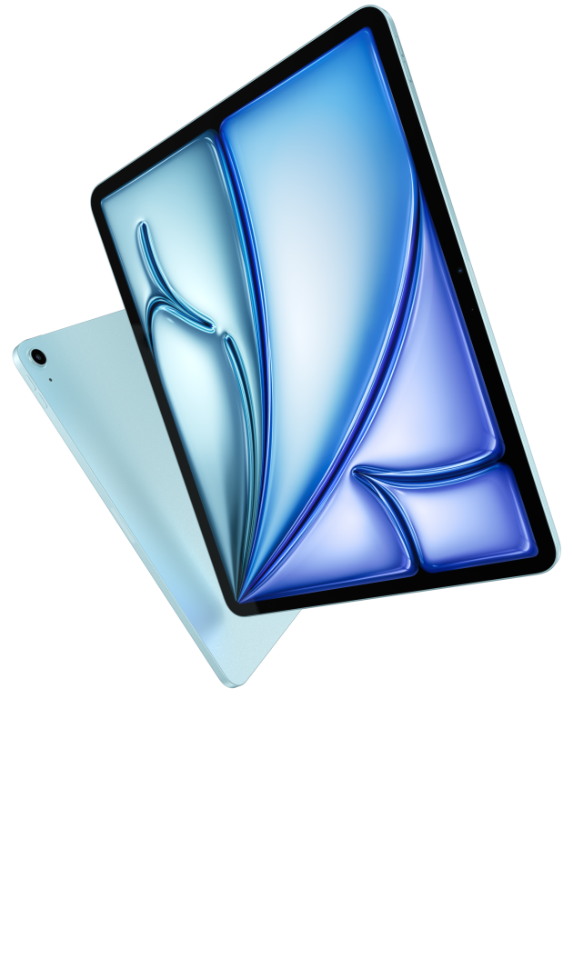 Vista frontal y posterior de un iPad Air que muestra su diseño delgado