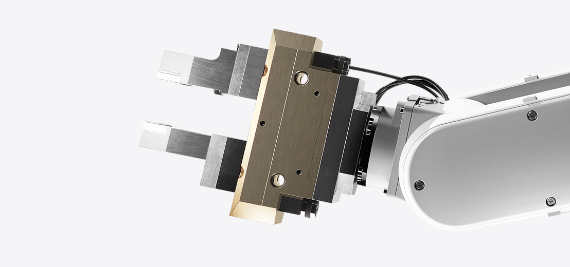 El brazo y la mano futuristas de uno de los robots pioneros de desmontaje de Apple.