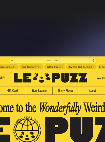 Grupos de pestañas de Safari en la pantalla de una Mac, con pestañas sobre una comunidad de jazz, cafeterías y una feria de libros cercana