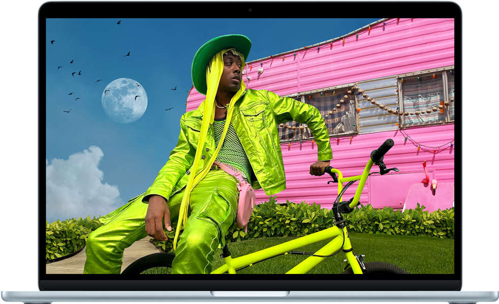 Una MacBook Air que destaca la colorida pantalla Liquid Retina