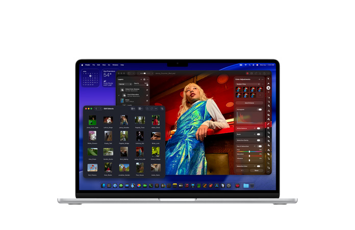 Pantalla de Pixelmator que muestra el almacenamiento y la memoria de la MacBook Air