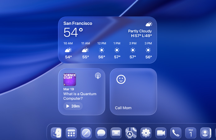Pantalla bloqueada con widgets en Liquid Glass