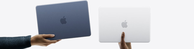Varias personas sostienen dispositivos MacBook Neo en distintos colores