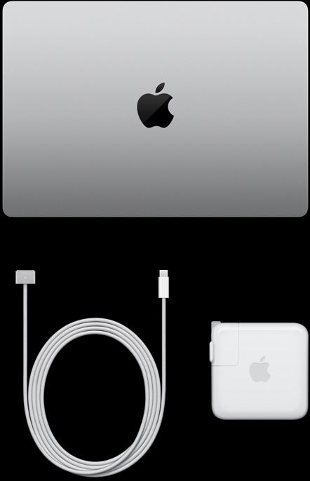 MacBook Pro de 14 pulgadas, cable de USB-C a MagSafe 3 y adaptador de corriente