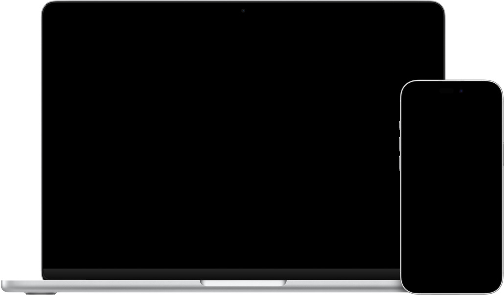 Un iPhone 16 Plus con la app Cámara abierta, encuadrando una toma de un cuenco de cerámica, una MacBook Air de 13 pulgadas con la app Mail abierta, con el borrador de un email que tiene la imagen que se tomó con el iPhone